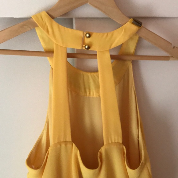 Thalia Sodi Yellow Chiffon High-Low Dress, Small - Picture 5 of 7